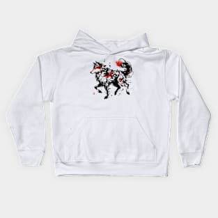 Chinese Style Ink Wolf Kids Hoodie